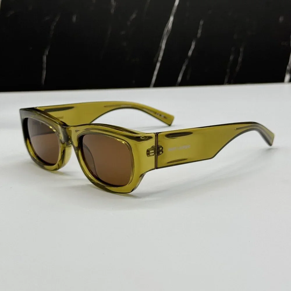 NEW SAINT LAURENT SUNGLASSES GREEN BROWN UNISEX EYEWEAR SAINT LAURENT SL713 004